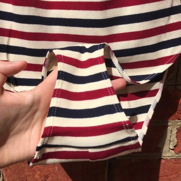 Cream, Red, and Blue Stripe Revolve Capulet Scoop Back Sleeveless Bodysuit - Picture 8 of 15